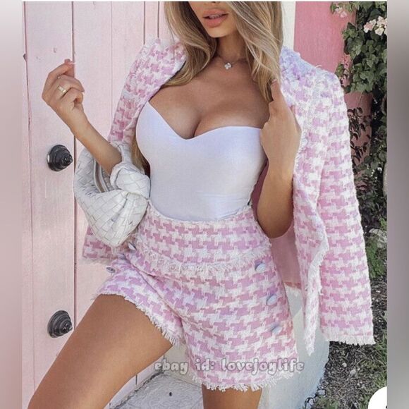 Chic Pink and White shorts; Size small - Picture 1 of 11